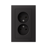 Розетка 2-м СП AtlasDesign 16А IP20 без заземл. в сборе карбон SE ATN001020 ТехноИмпульс