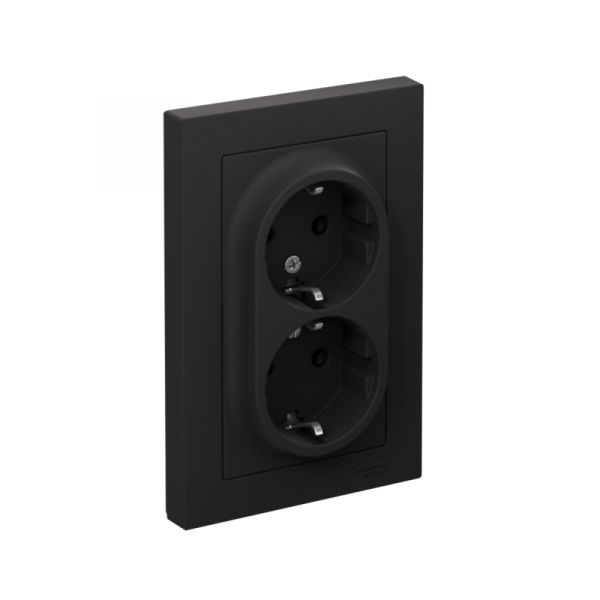 Розетка 2-м СП AtlasDesign 16А IP20 с заземл. в сборе карбон SE ATN001024 ТехноИмпульс