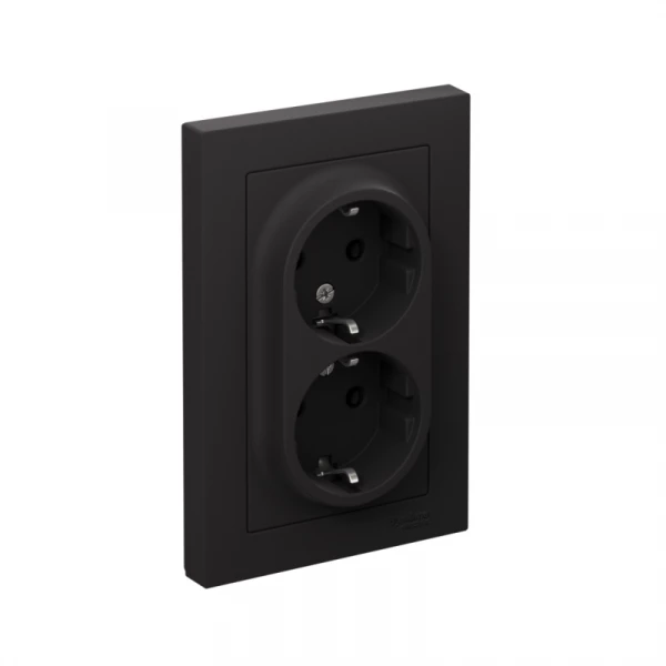 Розетка 2-м СП AtlasDesign 16А IP20 с заземл. в сборе карбон SE ATN001024 ТехноИмпульс