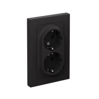 Розетка 2-м СП AtlasDesign 16А IP20 с заземл. защ. шторки в сборе карбон SE ATN001026 ТехноИмпульс