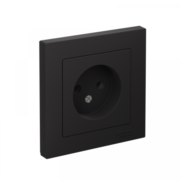 Розетка 1-м СП AtlasDesign 16А IP20 без заземл. в сборе карбон SE ATN001040 ТехноИмпульс