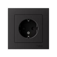 Розетка 1-м СП AtlasDesign 16А IP20 с заземл. защ. шторки в сборе карбон SE ATN001044 ТехноИмпульс