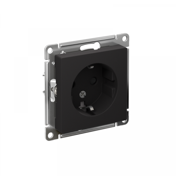 Розетка 1-м СП AtlasDesign 16А IP20 с заземл. защ. шторки механизм карбон SE ATN001045 ТехноИмпульс