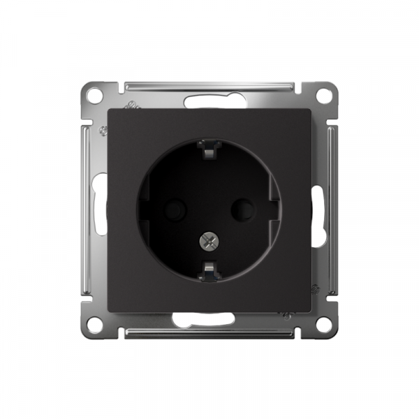Розетка 1-м СП AtlasDesign 16А IP20 с заземл. защ. шторки механизм карбон SE ATN001045 ТехноИмпульс