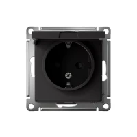 Розетка 1-м СП AtlasDesign 16А IP20 с заземл. защ. шторки с крышкой механизм карбон SE ATN001046 ТехноИмпульс