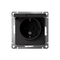 Розетка 1-м СП AtlasDesign 16А IP20 с заземл. защ. шторки с крышкой механизм карбон SE ATN001046 ТехноИмпульс