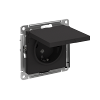 Розетка 1-м СП AtlasDesign 16А IP20 с заземл. защ. шторки с крышкой механизм карбон SE ATN001046 ТехноИмпульс