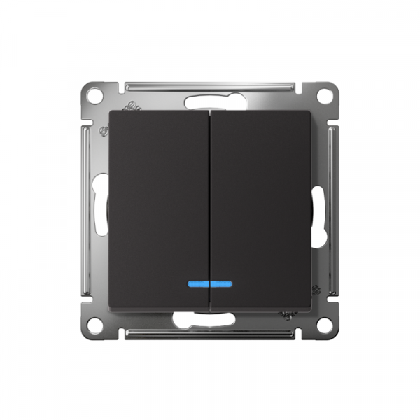 Выключатель 2-кл. СП AtlasDesign 10А IP20 (сх. 5а) 10AX с подсветкой механизм карбон SE ATN001053 ТехноИмпульс