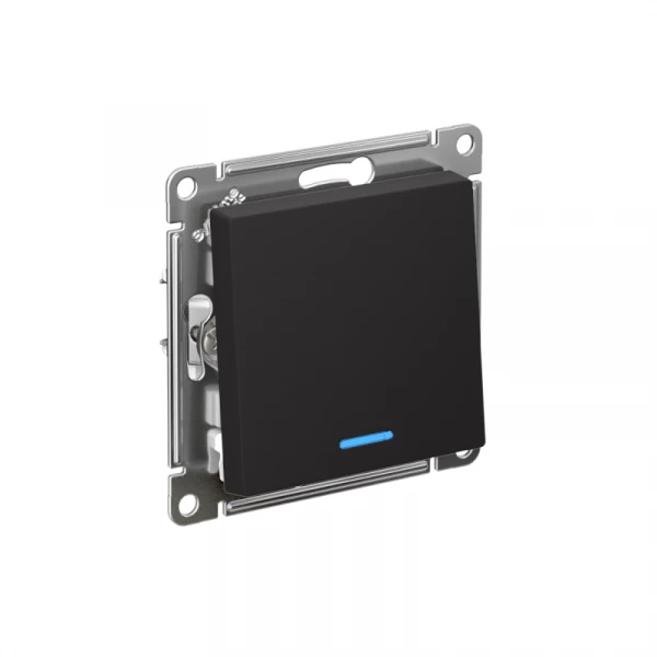 Переключатель проходной 1-кл. СП AtlasDesign 10А IP20 (сх. 6а) 10AX с подсветкой механизм карбон SE ATN001063 ТехноИмпульс