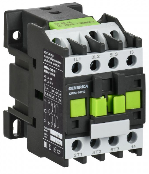 Контактор КМИе-10910 9А 230В/АС3 1НО GENERICA KKME11-009-230-10 ТехноИмпульс