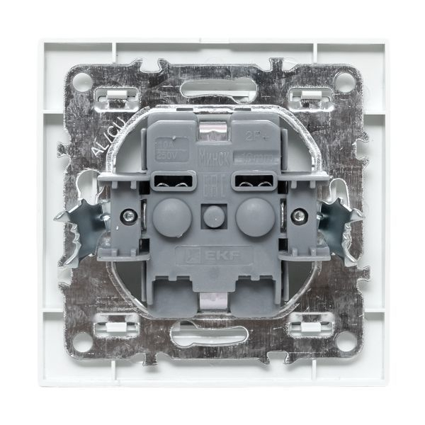 Розетка 1-м СП Минск 16А IP44 с заземл. защ. шторки с крышкой бел. EKF ERR16-029-100-44 ТехноИмпульс