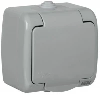 Розетка 1-м ОП AQUATIC РСш12-2-А 16А IP54 с заземл. с крышкой GENERICA ERA12-K03-16-54 ТехноИмпульс