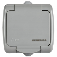 Розетка 1-м ОП AQUATIC РСш12-2-А 16А IP54 с заземл. с крышкой GENERICA ERA12-K03-16-54 ТехноИмпульс