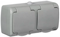 Розетка 2-м ОП AQUATIC РСш22-2-А 16А IP54 с заземл. с крышкой GENERICA ERA22-K03-16-54 ТехноИмпульс