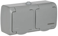 Розетка 2-м ОП AQUATIC РСш22-2-А 16А IP54 с заземл. с крышкой GENERICA ERA22-K03-16-54 ТехноИмпульс