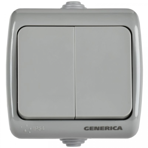 Выключатель 2-кл 1п ОП AQUATIC ВС-20-2-0-А 10А IP54 GENERICA EVA20-K03-10-54 ТехноИмпульс
