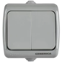 Выключатель 2-кл 1п ОП AQUATIC ВС-20-2-0-А 10А IP54 GENERICA EVA20-K03-10-54 ТехноИмпульс