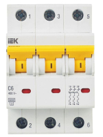 Выключатель автоматический модульный 3п C 6А 6кА ВА47-60M KARAT IEK MVA31-3-006-C ТехноИмпульс