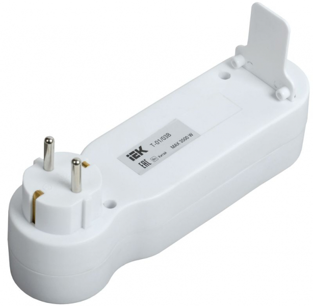Разветвитель 3-м 16А IP20 Т-01/03В 2P+PE с выкл. бел. IEK WTP10-16-03-ZK-K01 ТехноИмпульс