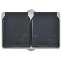 Розетка 2-м ОП Форс РСб22-3-ФСр 16А IP54 с заземл. с крышкой сер. IEK ERS22-K03-16-54-DC ТехноИмпульс