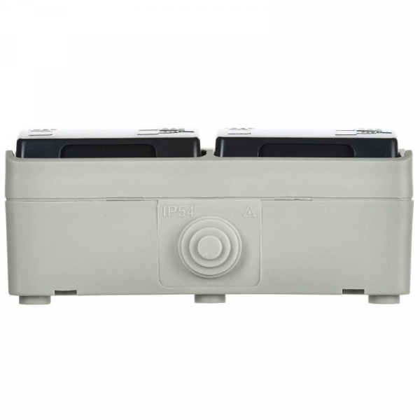 Розетка 2-м ОП Форс РСб22-3-ФСр 16А IP54 с заземл. с крышкой сер. IEK ERS22-K03-16-54-DC ТехноИмпульс