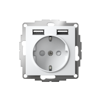 Розетка 1-м СП AtlasDesign 16А IP20 с 2-мя заряд. устройствами USB тип A+A 5В/2.4А 2х5В/1.2А механизм бел. SE ATN000130 ТехноИмпульс