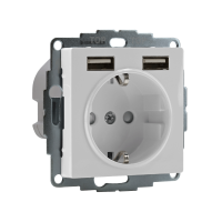 Розетка 1-м СП AtlasDesign 16А IP20 с 2-мя заряд. устройствами USB тип A+A 5В/2.4А 2х5В/1.2А механизм бел. SE ATN000130 ТехноИмпульс