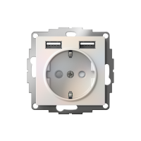 Розетка 1-м СП AtlasDesign 16А IP20 с 2-мя заряд. устройствами USB тип A+A 5В/2.4А 2х5В/1.2А механизм жемчуж. SE ATN000430 ТехноИмпульс