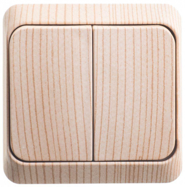 Выключатель 2-кл. ОП Этюд Дача 10А IP20 сосна SE BA10-002D ТехноИмпульс