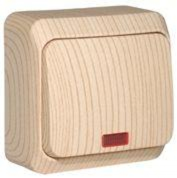 Выключатель 1-кл. ОП Этюд Дача 10А IP20 с подсветкой сосна SE BA10-005D ТехноИмпульс