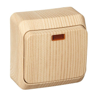 Выключатель 1-кл. ОП Этюд Дача 10А IP20 с подсветкой сосна SE BA10-005D ТехноИмпульс