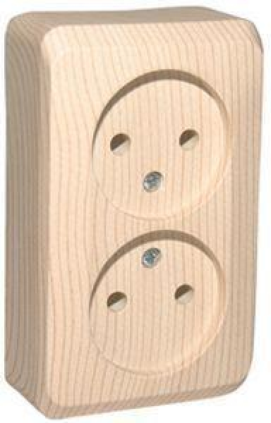 Розетка 2-м ОП Этюд Дача 16А IP20 250В без заземл. без защ. шторок сосна SE PA16-005D ТехноИмпульс