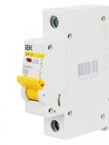 Выключатель автоматический модульный 1п C 10А 4.5кА ВА47-29 KARAT IEK MVA20-1-010-C ТехноИмпульс