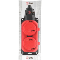Колодка удлинителя 2-м с заземл. 16А IP44 K-2e-RED-IP44 каучук красн. Эра Б0044551 ТехноИмпульс