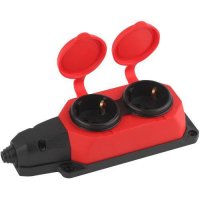 Колодка удлинителя 2-м с заземл. 16А IP44 K-2e-RED-IP44 каучук красн. Эра Б0044551 ТехноИмпульс