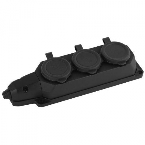 Колодка удлинителя 3-м с заземл. 16А IP44 K-3e-B-IP44 каучук черн. Эра Б0044545 ТехноИмпульс