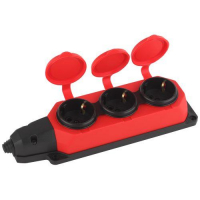 Колодка удлинителя 3-м с заземл. 16А IP44 K-3e-RED-IP44 каучук красн. Эра Б0044552 ТехноИмпульс