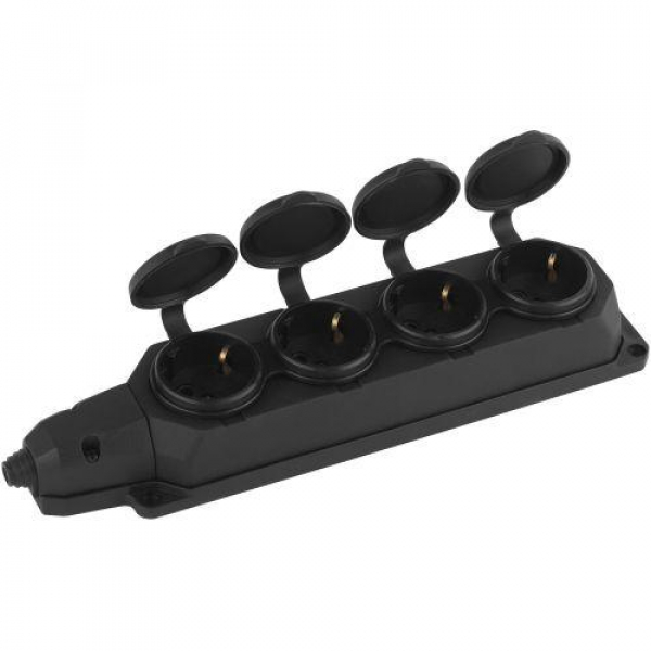 Колодка удлинителя 4-м с заземл. 16А IP44 K-4e-B-IP44 каучук черн. Эра Б0044546 ТехноИмпульс