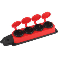 Колодка удлинителя 4-м с заземл. 16А IP44 K-4e-RED-IP44 каучук красн. Эра Б0044553 ТехноИмпульс