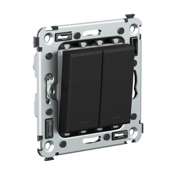 Выключатель 2-кл. СП Avanti "Черный матовый" DKC 4412104 ТехноИмпульс