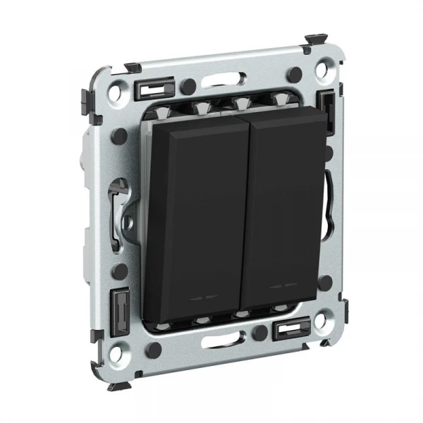 Выключатель 2-кл. СП Avanti "Черный матовый" DKC 4412104 ТехноИмпульс