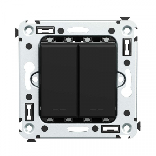 Выключатель 2-кл. СП Avanti "Черный матовый" DKC 4412104 ТехноИмпульс