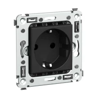 Розетка 1-м СП 2мод. Avanti "Черный матовый" 16А 2P+E защ. шторки механизм черн. DKC 4412003 ТехноИмпульс