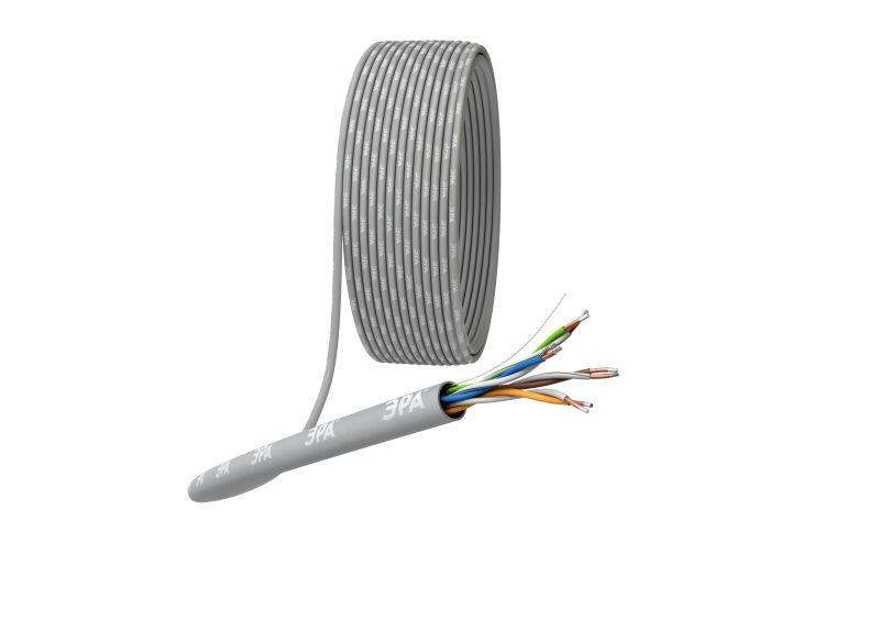 Кабель витая пара U/UTP кат.5E 4х2х24AWG solid CCA PVC Simple сер. (м) Эра Б0044434 ТехноИмпульс