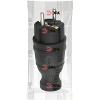 Вилка каучуковая с заземл. прям. 16А IP44 черн. Эра Б0044540 ТехноИмпульс