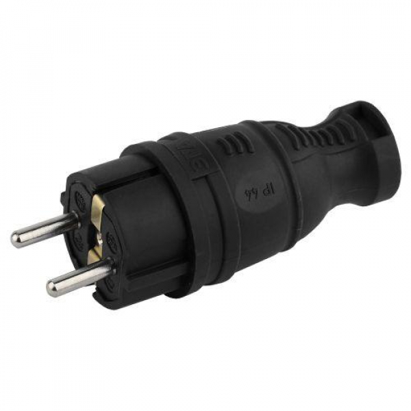 Вилка каучуковая с заземл. прям. 16А IP44 черн. Эра Б0044540 ТехноИмпульс