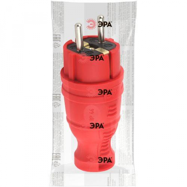 Вилка прямая V8-RED-IP44 16А IP44 з/з каучук красн. Эра Б0044547 ТехноИмпульс