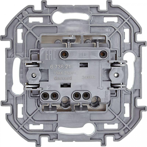 Выключатель 2-кл. Inspiria 10А IP20 250В 10AX механизм сл. кость IEK 673621 ТехноИмпульс