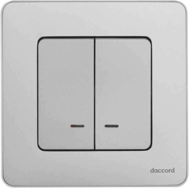 Выключатель 2-кл. Inspiria 10А IP20 250В 10AX с подсветкой/индикацией механизм алюм. IEK 673632 ТехноИмпульс