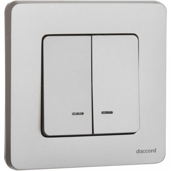 Выключатель 2-кл. Inspiria 10А IP20 250В 10AX с подсветкой/индикацией механизм алюм. IEK 673632 ТехноИмпульс